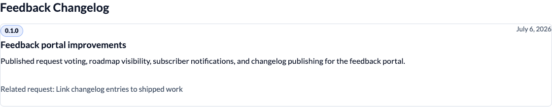 Pufferbay changelog with related shipped work.